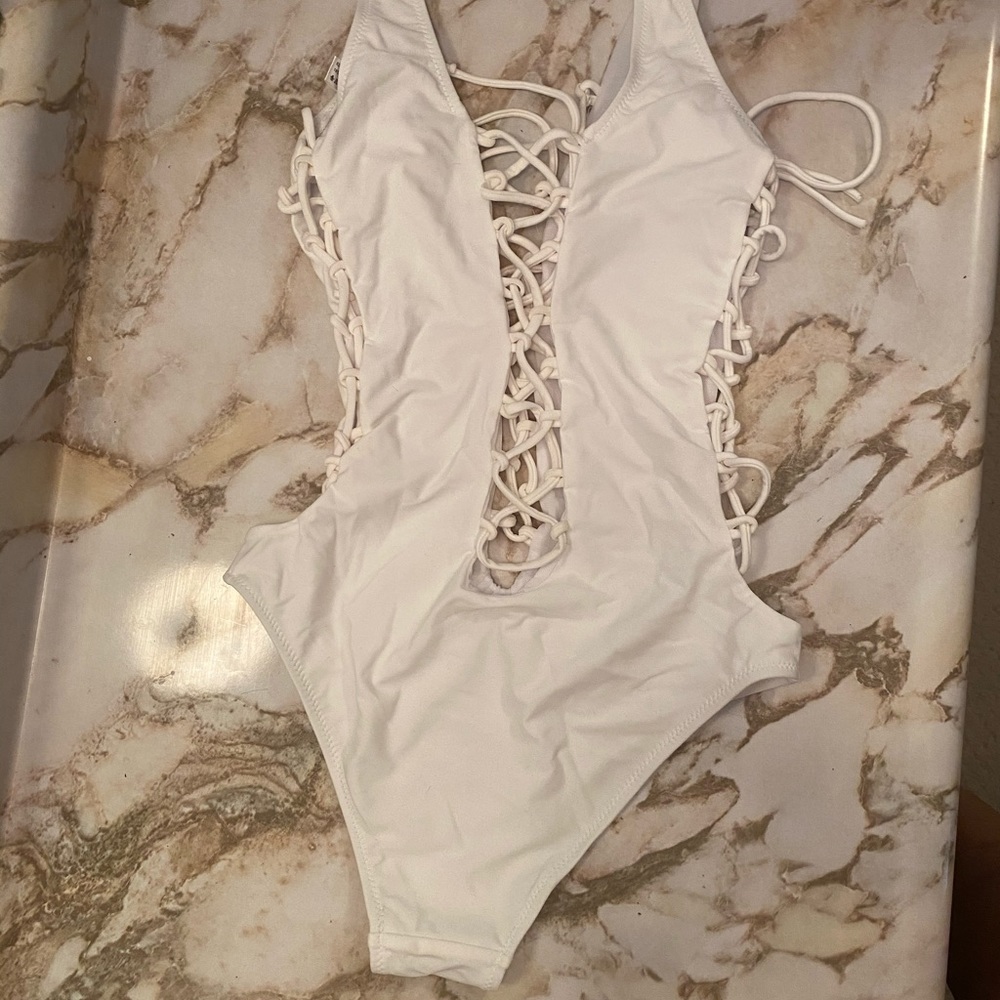 White one piece bikini